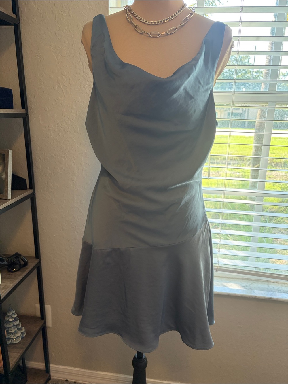 Wild Fable cowl neck mini dress adjustable straps size medium blue new with tags